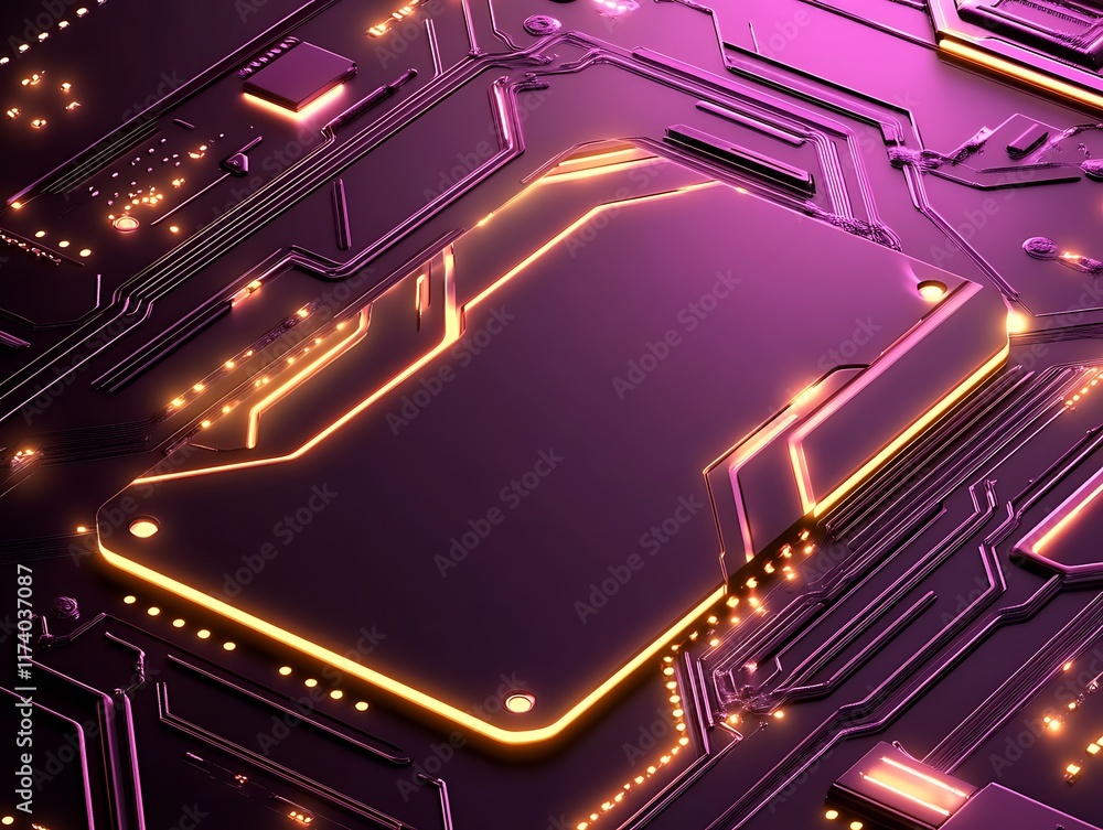 Fototapeta premium Abstract Purple Circuit Board Glowing Design
