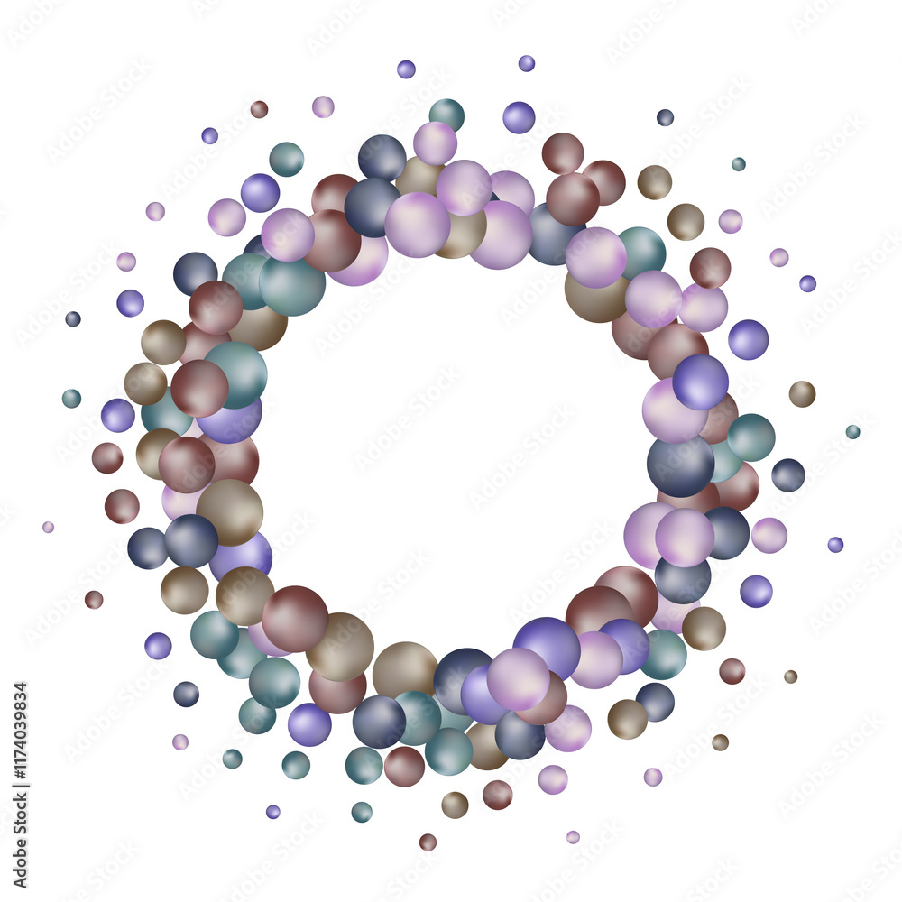Fototapeta premium Abstract Flying Spheres. Colorful RealisticBalls. . Photoframe. Png