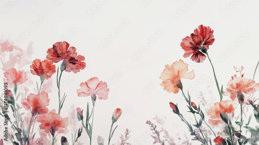 Fototapeta premium Elegant wedding invitation card background vector. Minimal hand painted watercolor botanical flowers texture template background. Design for wedding, vip cover, poster, rsvp moderncard.Valentine's Day