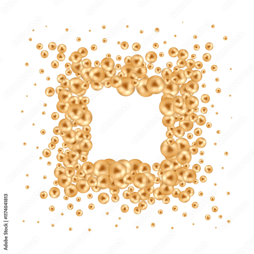 Obraz premium Abstract template with gold balls. Png
