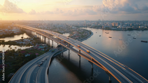 Lekki - Ikoyi Link Bridge in one of the richest neighbour in West Africa photo