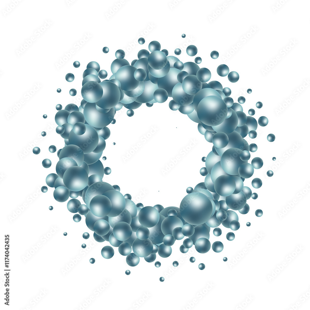 Obraz premium abstract pattern with blue balls or precious pearls. Glossy realistic ball. Png