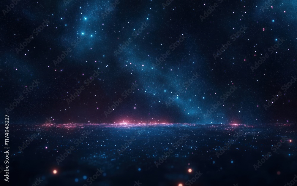 Fototapeta premium Cosmic Starry Night Digital Surrealism Vibrant Space Art