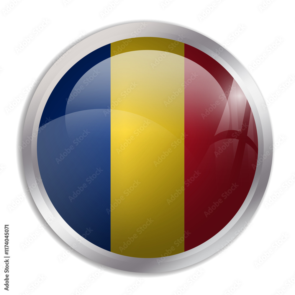 Romania flag - glossy circle button displays a colorful flag representing a country cultural identity and heritage. The essence of national pride and unity. Romania flag - glossy circle button displays a colorful flag representing a country cultural identity and heritage. The essence of national pride and unity.