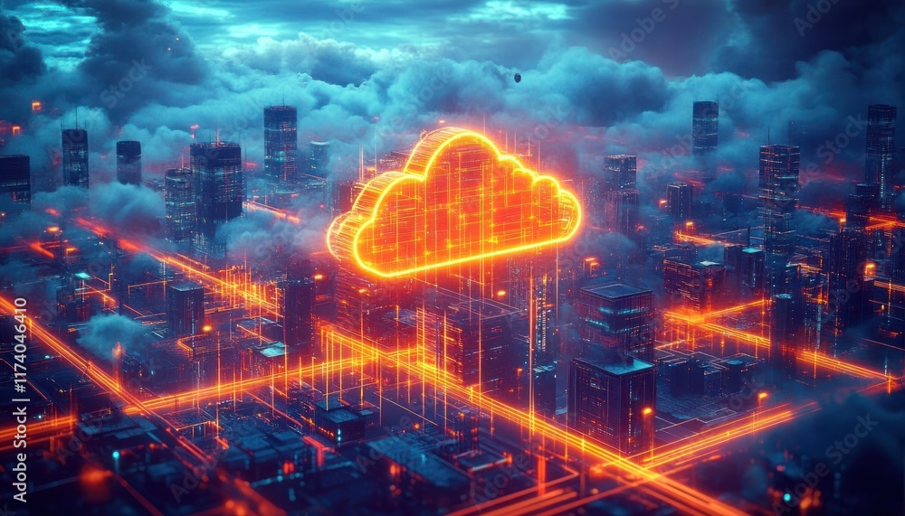 Fototapeta premium Cloud Computing and Serverless Architecture for Efficient Development and Deployment in Digital Infrastructure