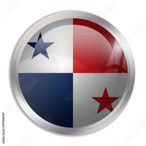 Free Download Panama flag - glossy circle button displays a colorful flag representing a country cultural identity and heritage. The essence of national pride and unity. - GFXLoad