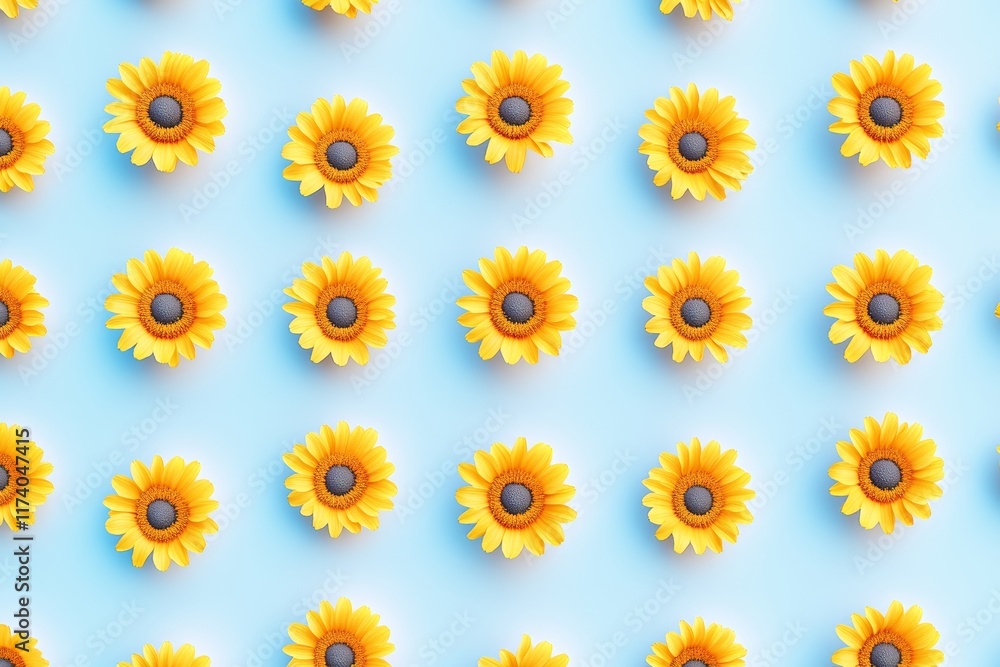 Flat-lay style with daisy and dandelion designs. Spring and summer flowers on white. Idea repeated. Shown from a top perspective. Flat-lay style with daisy and dandelion designs. Spring and summer flowers on white. Idea repeated. Shown from a top perspective.