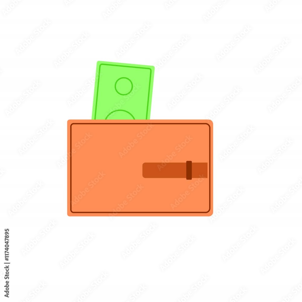 Animated wallet with money in it can be used for presentations about finance or business Animated wallet with money in it can be used for presentations about finance or business