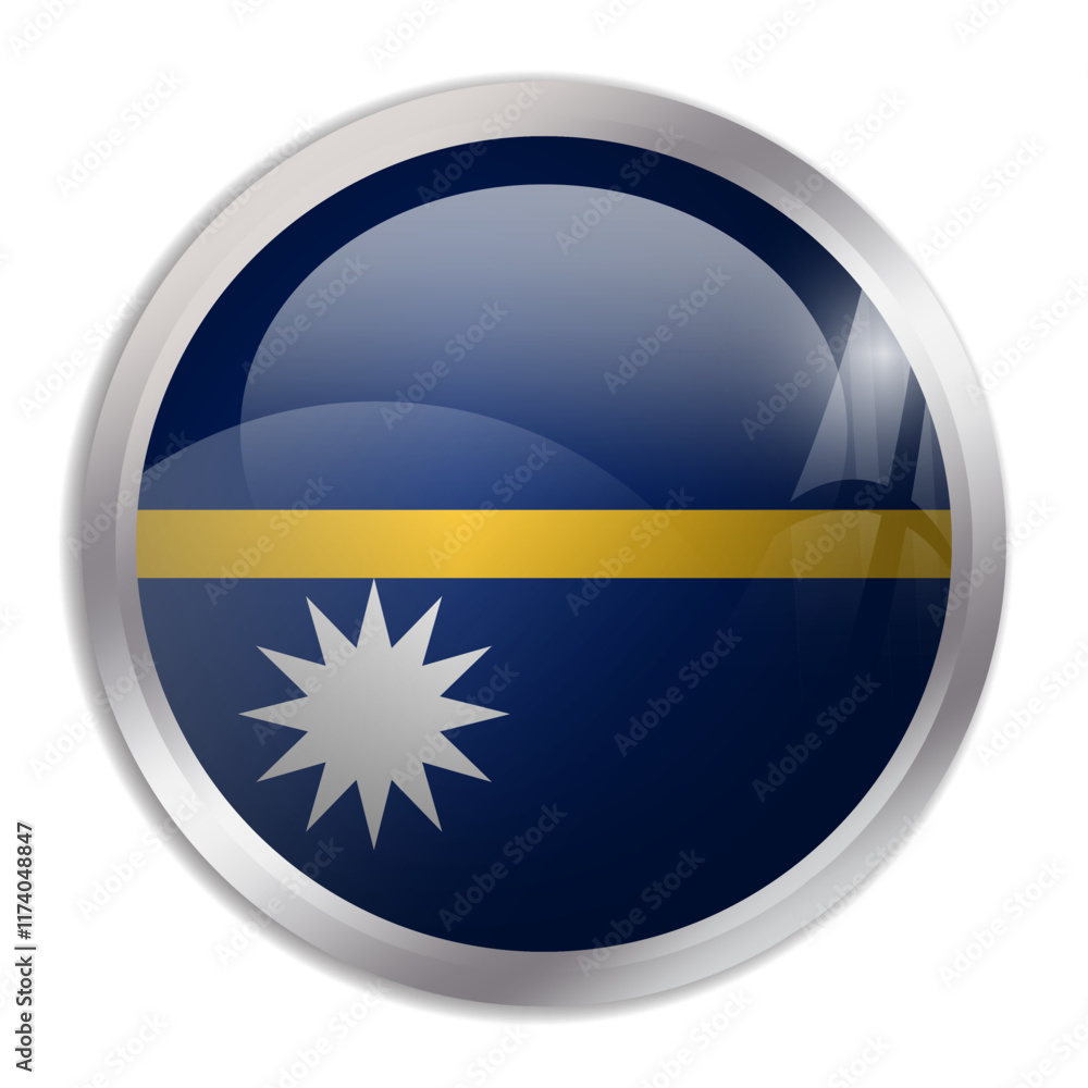 Nauru flag - glossy circle button displays a colorful flag representing a country cultural identity and heritage. The essence of national pride and unity. Nauru flag - glossy circle button displays a colorful flag representing a country cultural identity and heritage. The essence of national pride and unity.