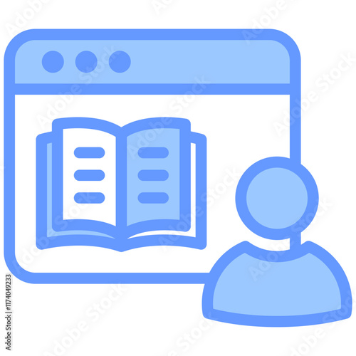 Remote Learning Icon Line Blue Style