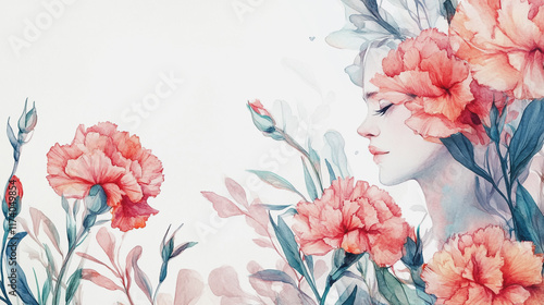 Elegant wedding invitation card background vector. Minimal hand painted watercolor botanical flowers texture template background. Design for wedding, vip cover, poster, rsvp moderncard.Valentine's Day