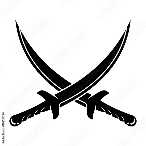 Crossed swords isolated on white background design element for logo label badge sign vector illustration