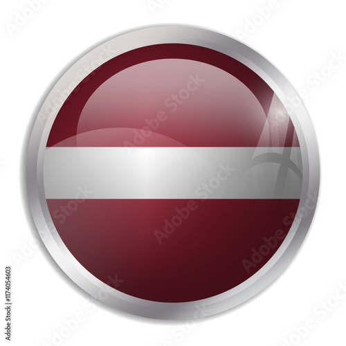 Free Download Latvia flag - glossy circle button displays a colorful flag representing a country cultural identity and heritage. The essence of national pride and unity. - GFXLoad
