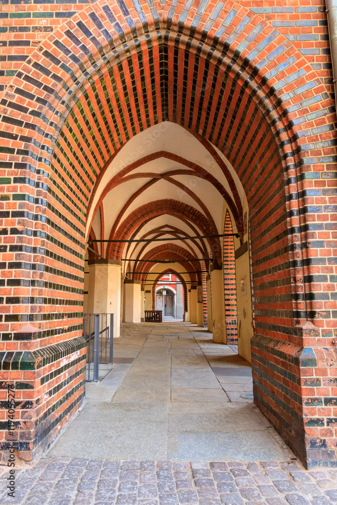Europe, Germany, Pomerania, Mecklenburg-Vorpommern, Stralsund. Archways near Saint Nicholas Church. UNESCO World Heritage Site. Europe, Germany, Pomerania, Mecklenburg-Vorpommern, Stralsund. Archways near Saint Nicholas Church. UNESCO World Heritage Site.