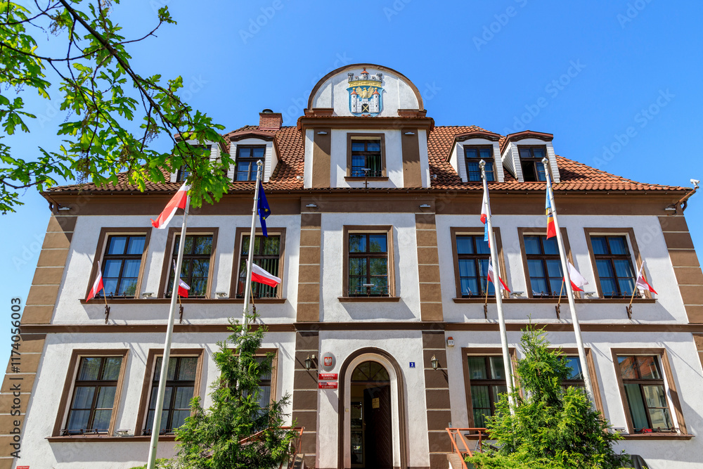 Naklejka premium Europe, Poland, Zlocieniec (Falkenburg in German). Town hall.