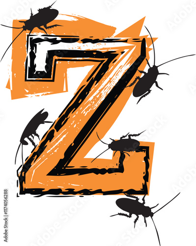 Letter Z filled with cockroaches and bugs.