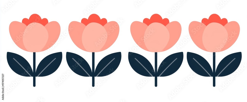 A set of isolated, flat icons against a white backdrop, presenting different garden flowers such as roses, tulips, orchids, Espatifilo, bell flowers, Bellis perennis, and bulb flowers. A set of isolated, flat icons against a white backdrop, presenting different garden flowers such as roses, tulips, orchids, Espatifilo, bell flowers, Bellis perennis, and bulb flowers.