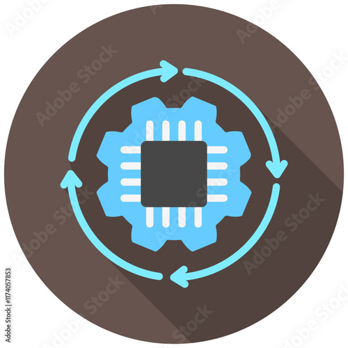 Automation rounded flat color icon, use for UI, UX, app and web development, digital or print. for digital industry, education, technology.