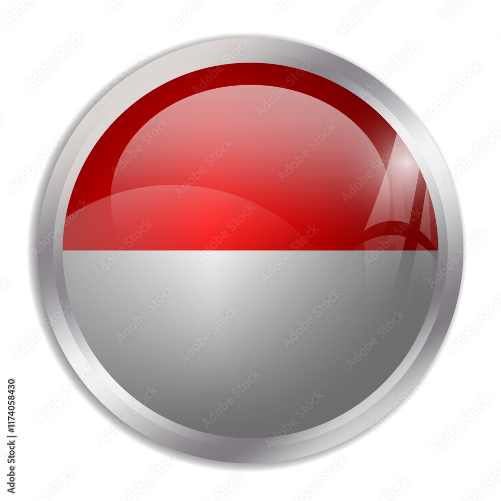 Indonesia flag - glossy circle button displays a colorful flag representing a country cultural identity and heritage. The essence of national pride and unity. Indonesia flag - glossy circle button displays a colorful flag representing a country cultural identity and heritage. The essence of national pride and unity.