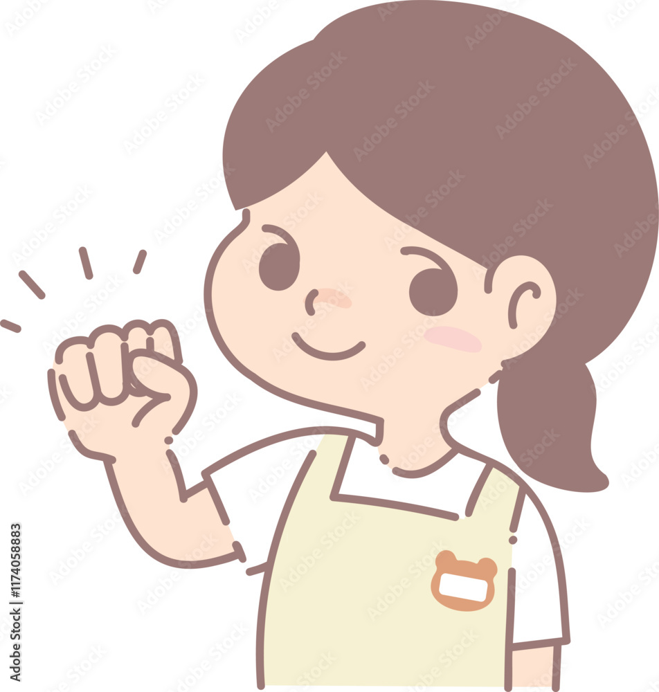 サムズアップをする保育士の女性のイラスト サムズアップをする保育士の女性のイラスト
