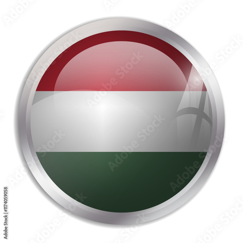 Free Download Hungary flag - glossy circle button displays a colorful flag representing a country cultural identity and heritage. The essence of national pride and unity. - GFXLoad
