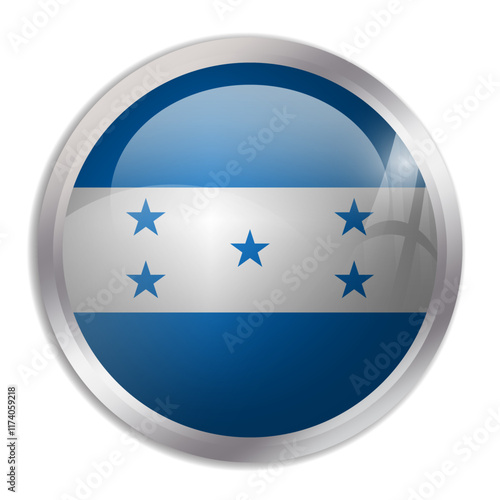 Free Download Honduras flag - glossy circle button displays a colorful flag representing a country cultural identity and heritage. The essence of national pride and unity. - GFXLoad