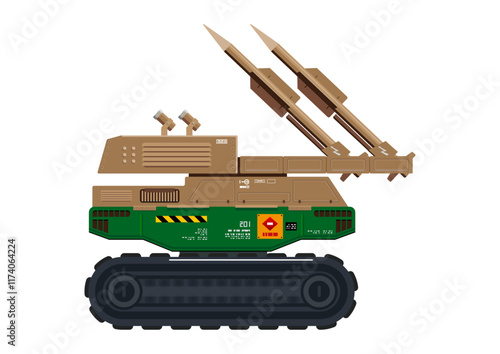 Missile vehicle military weapon rocket launcher vector illustration