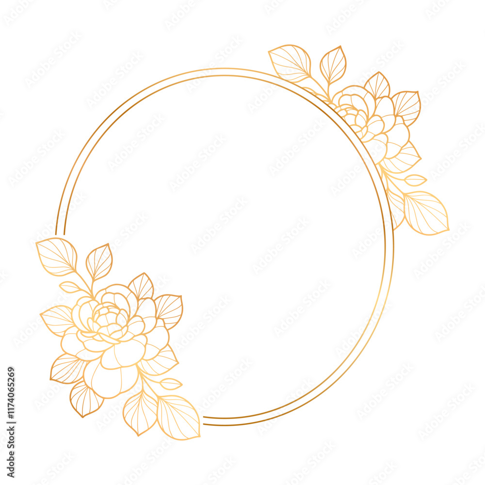 Minimalist Beautiful Gold Floral Frame for Modern Design Minimalist Beautiful Gold Floral Frame for Modern Design