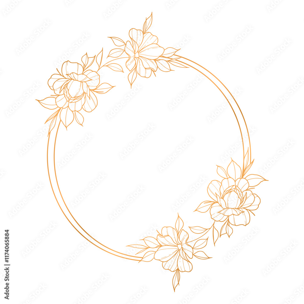 Minimalist Beautiful Gold Floral Frame for Modern Design Minimalist Beautiful Gold Floral Frame for Modern Design