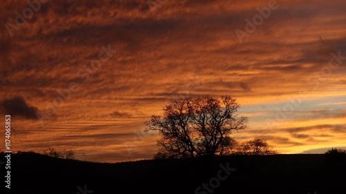 Moody Cloudy Orange Sunset Sky