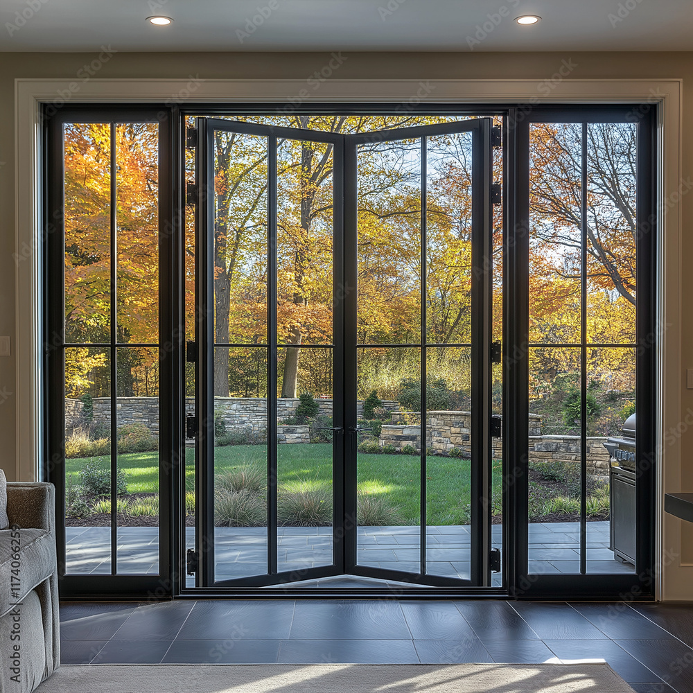 Fototapeta premium Innovative Revolving Triple-Section Prospect Window in Jet Black