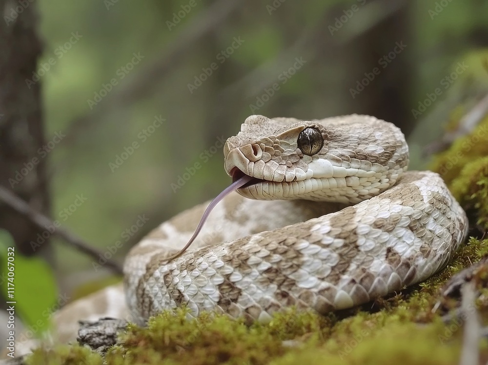 Fototapeta premium Adult horned viper (Vipera latastei) macro in nature