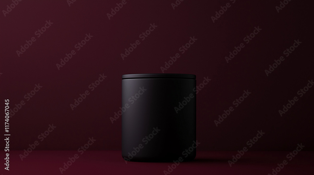 A sleek black container stands out against a rich red backdrop, showcasing a contemporary design ideal for home decor or organizational purposes A sleek black container stands out against a rich red backdrop, showcasing a contemporary design ideal for home decor or organizational purposes