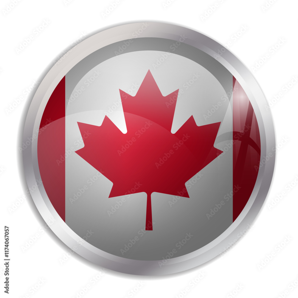 Canada flag - glossy circle button displays a colorful flag representing a country cultural identity and heritage. The essence of national pride and unity. Canada flag - glossy circle button displays a colorful flag representing a country cultural identity and heritage. The essence of national pride and unity.