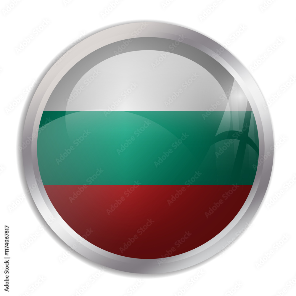 Bulgaria flag - glossy circle button displays a colorful flag representing a country cultural identity and heritage. The essence of national pride and unity. Bulgaria flag - glossy circle button displays a colorful flag representing a country cultural identity and heritage. The essence of national pride and unity.