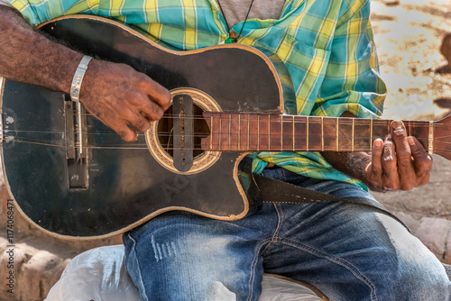 Cuba, province Sancti Spiritus,Trinidad. Street musician. 2016-03-29 photo