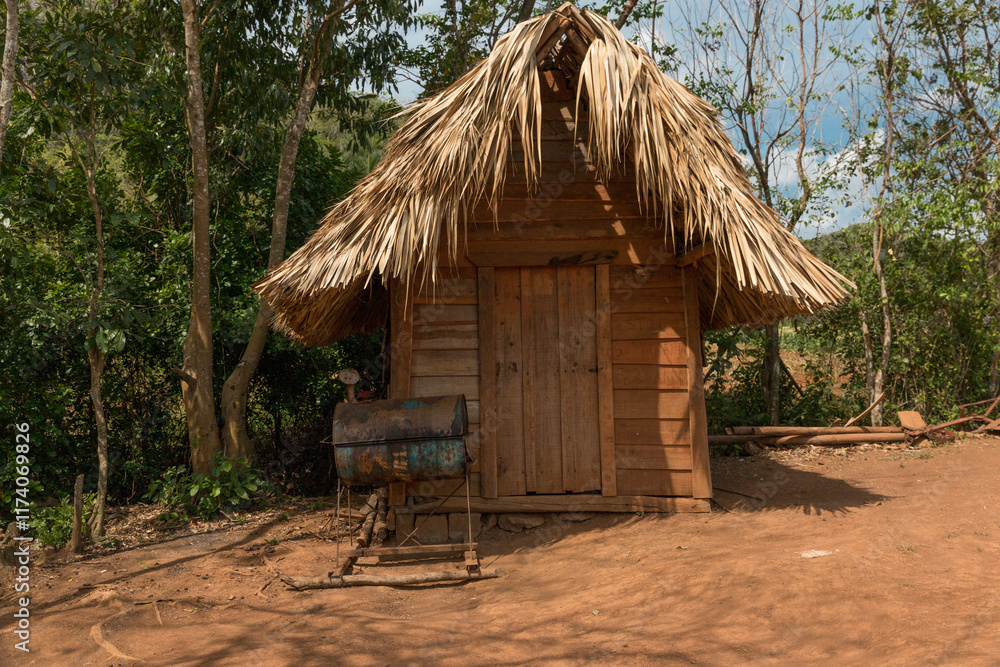 Cuba, Vinales Valley.Tobacco farms, cigar production. Production hut. 2016-04-08