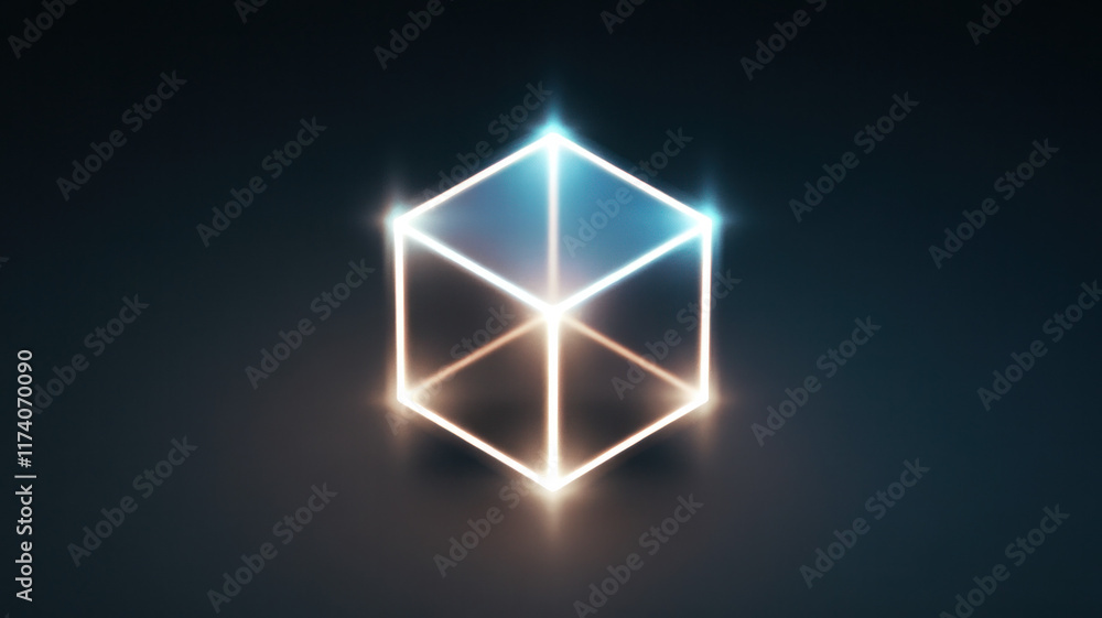 Glowing Abstract Cube with Light Glowing Abstract Cube with Light