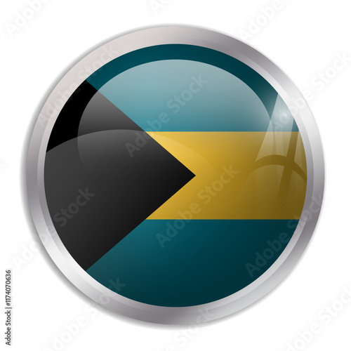 Free Download Bahamas flag - glossy circle button displays a colorful flag representing a country cultural identity and heritage. The essence of national pride and unity. - GFXLoad