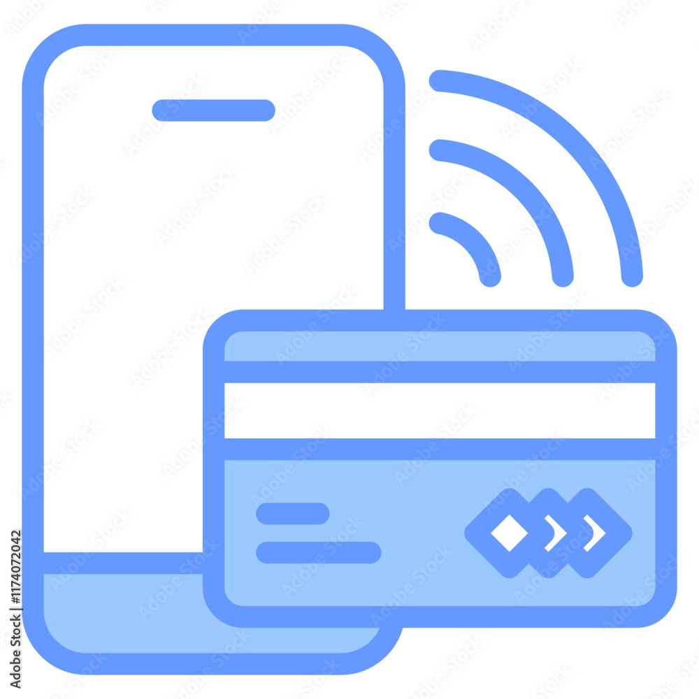 Mobile Payment Icon Line Blue Style Mobile Payment Icon Line Blue Style