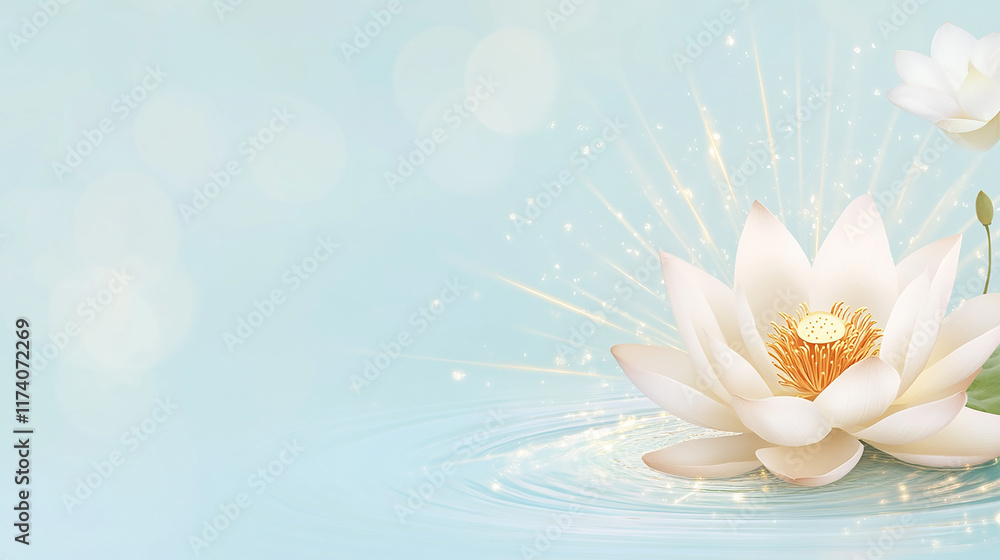 Elegant Vesak Day Banner with Glowing Lotus and Golden Light Rays Elegant Vesak Day Banner with Glowing Lotus and Golden Light Rays