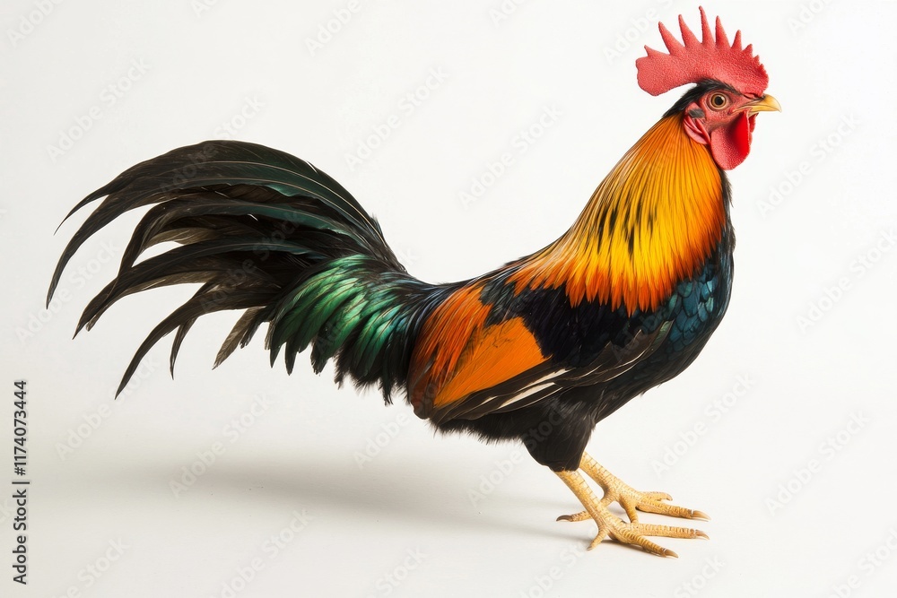 Fototapeta premium Beautifully colored chicken isolated on a white background