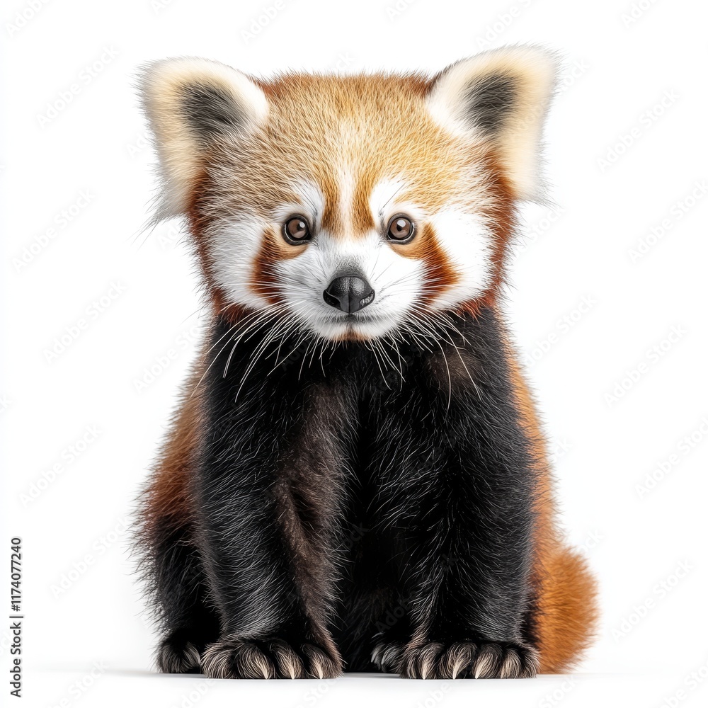 Red panda standing alone on a transparent backdrop, a wild predator belonging to the canid family Red panda standing alone on a transparent backdrop, a wild predator belonging to the canid family