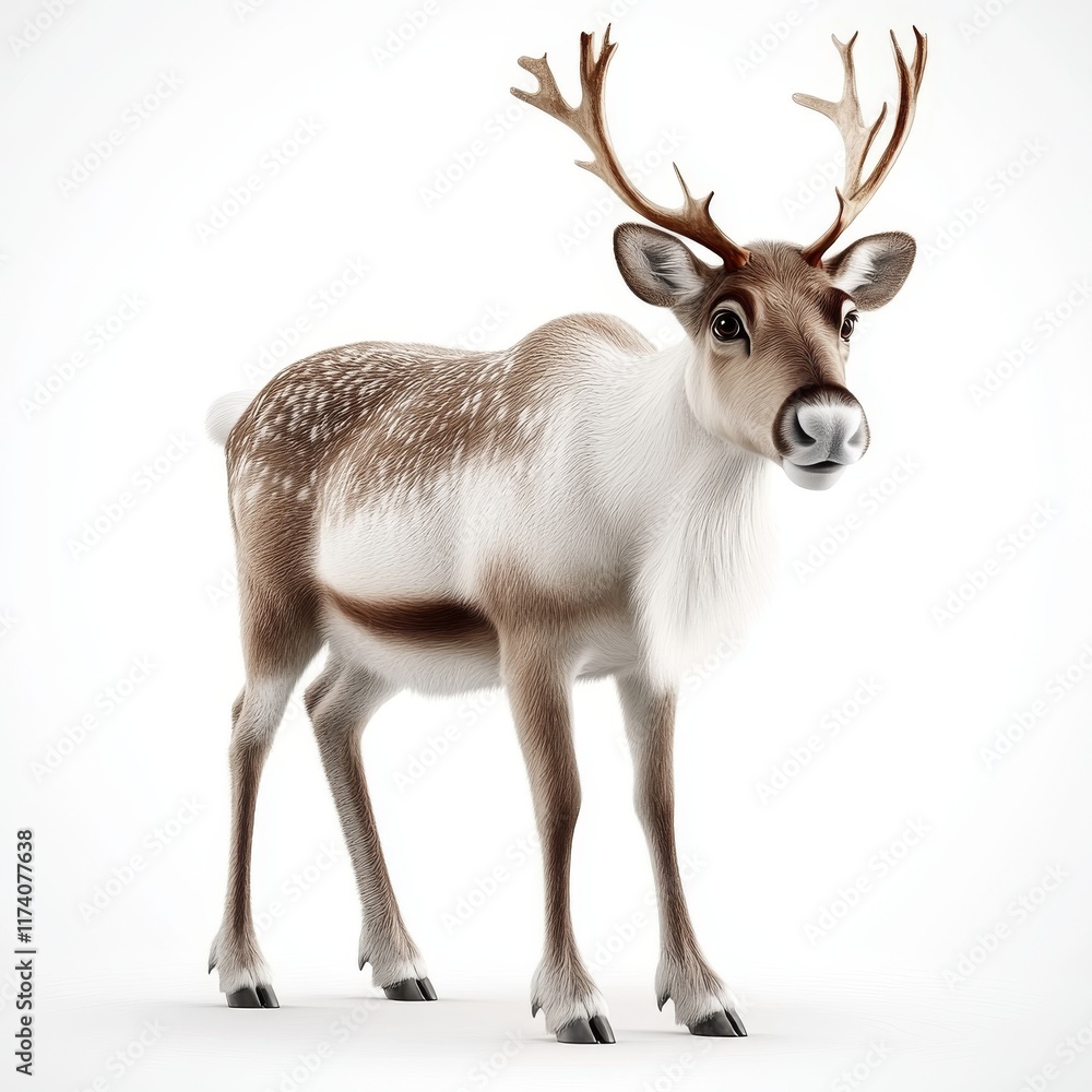 A lone reindeer positioned against a plain PNG backdrop, while a beaver is isolated on a white PNG background A lone reindeer positioned against a plain PNG backdrop, while a beaver is isolated on a white PNG background