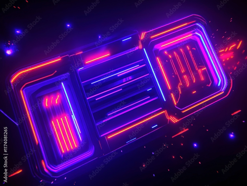 Obraz premium Futuristic Neon Interface Panel Design