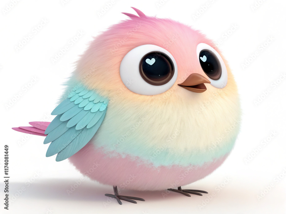 Fototapeta premium 3d bird. bird, cartoon, animal, vector, illustration, cute, blue, funny, character, parrot, beak, twitter, icon, christmas, nature, penguin, art, tweet, wing, robin, isolated, white, happy, wildlife, 