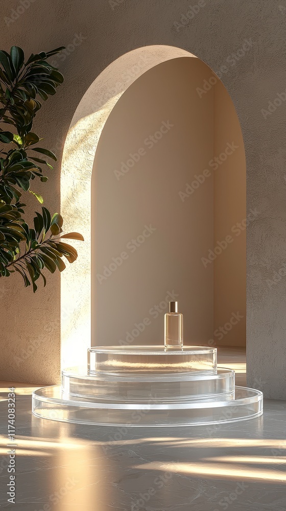Fototapeta premium Minimalist Product Display with Archway and Plant