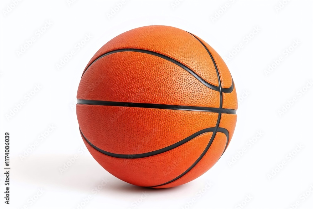 Classic orange basketball on white background Perfect for sports fitness or game-related designs Classic orange basketball on white background Perfect for sports fitness or game-related designs