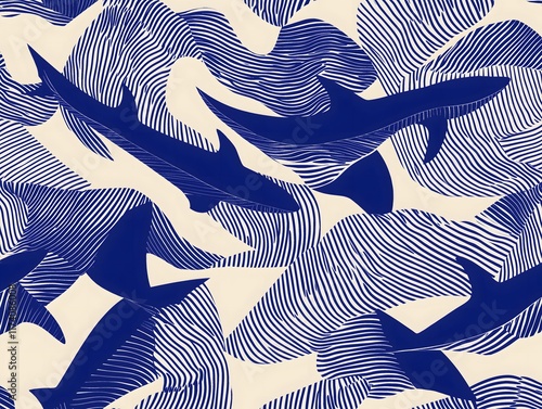 Minimalist Geometric Sharks and Waves