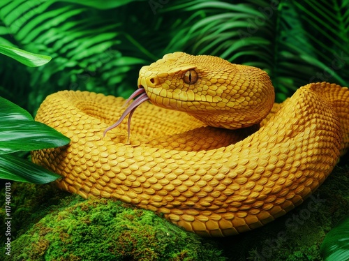 A close-up view of an adult horned viper (Vipera latastei) in nature photo